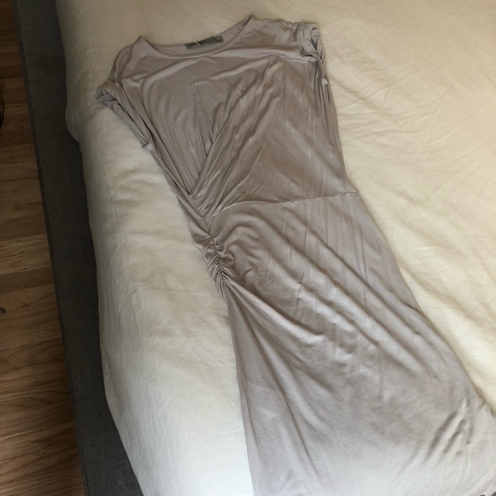 All saints rouched t shirt dress midi